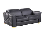 Astra Dark Navy Leather Living Room Set