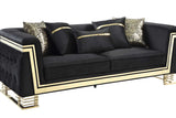 Side view of Ashton black and gold upholstered living room set