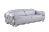 Hexor light blue Italian leather chair side view