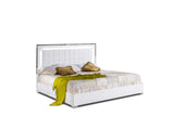 Side view of Alice White LED Upholstered Panel Bedroom Set bed