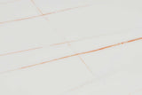 Giovanni white and gold marble-like dining table side angle