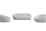 Bubbles White Boucle Living Room Set