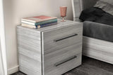 Front angle of Mia Light Gray Upholstered Sleigh Bed