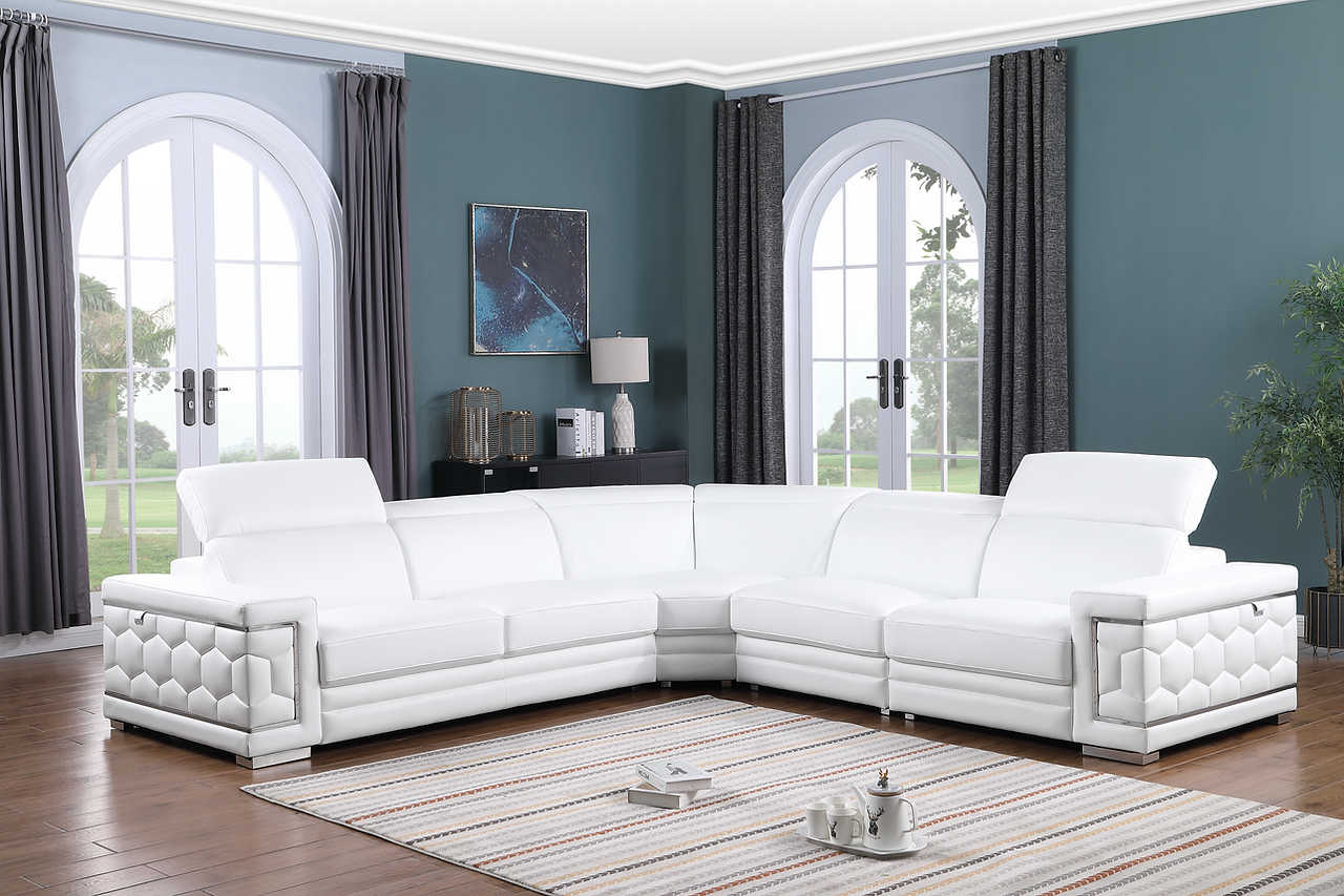 main view of Favo White Leather Sectional sectional sofa