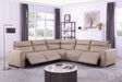 Sierra beige leather reclining sectional front view