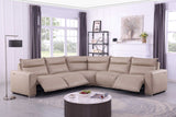 Sierra beige leather reclining sectional front view