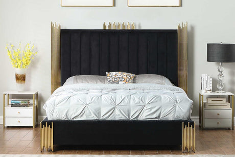 Token Black Velvet Platform King Bed side angle