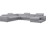 Pella Light Gray Leather RAF Sectional side view