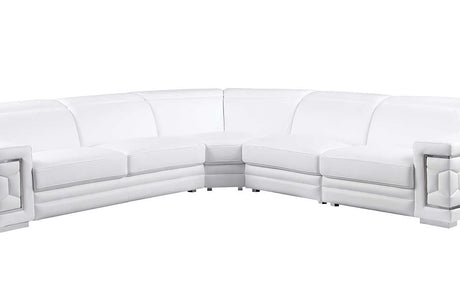 Side view of Favo White Leather sectional sofa