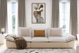 128.34 inch beige velvet 4-seater sofa front view