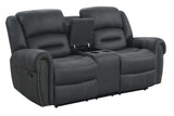 Houston Dark Grey Modern Contemporary Metal Swivel Glider Fabric Reclining Sofa - Ella Furniture