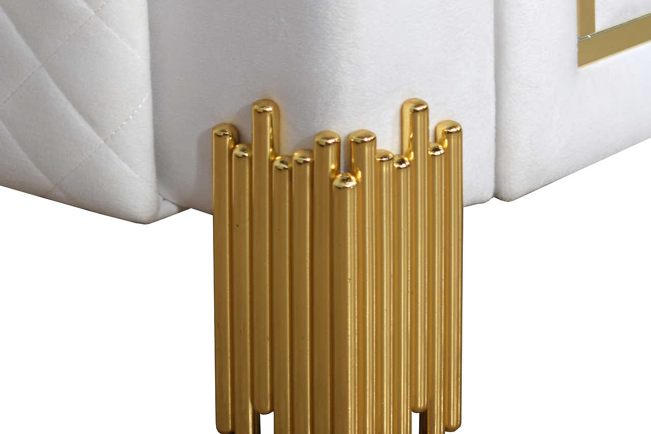 Profile view showing elegant gold accents