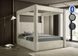 Atlam Cream Upholstered Canopy Platform King Bed front angle