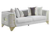 Side view of Donovan Cream Velvet Sofa and Loveseat Set