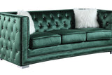 Close-up detail of green velvet upholstery on Paris Living Room Set