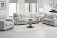Front view of Tarra Gray Fabric sofa and loveseat set