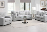 Front view of Tarra Gray Fabric sofa and loveseat set
