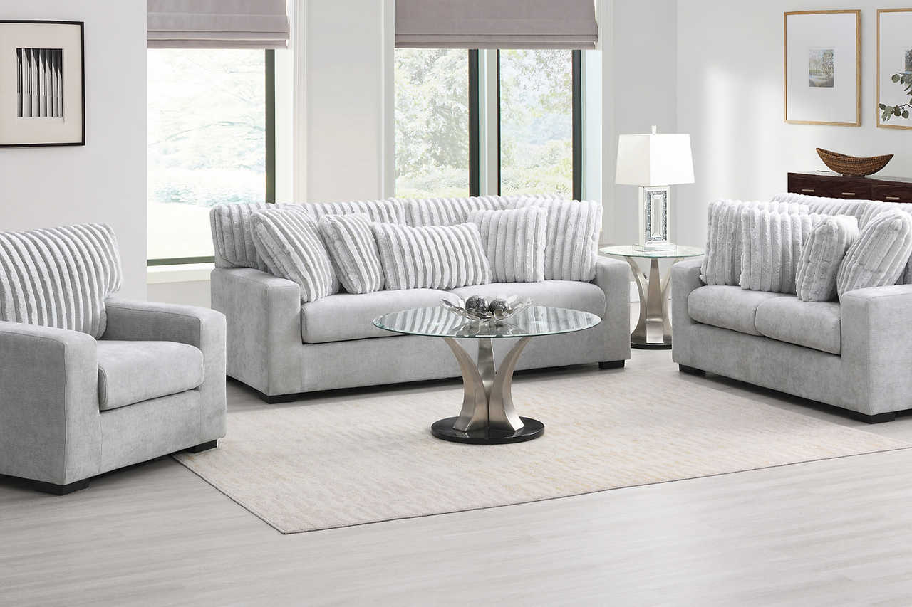 main view of Tarra Gray Fabric Living Room Set furniture