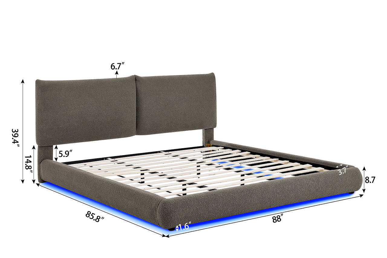 LED strip lighting along headboard of the Zima bed