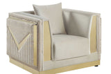 Side angle of Monaco Cream Velvet sofa showing profile