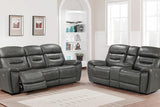 Rosewood Grey 2-piece power reclining sofa and loveseat set front view