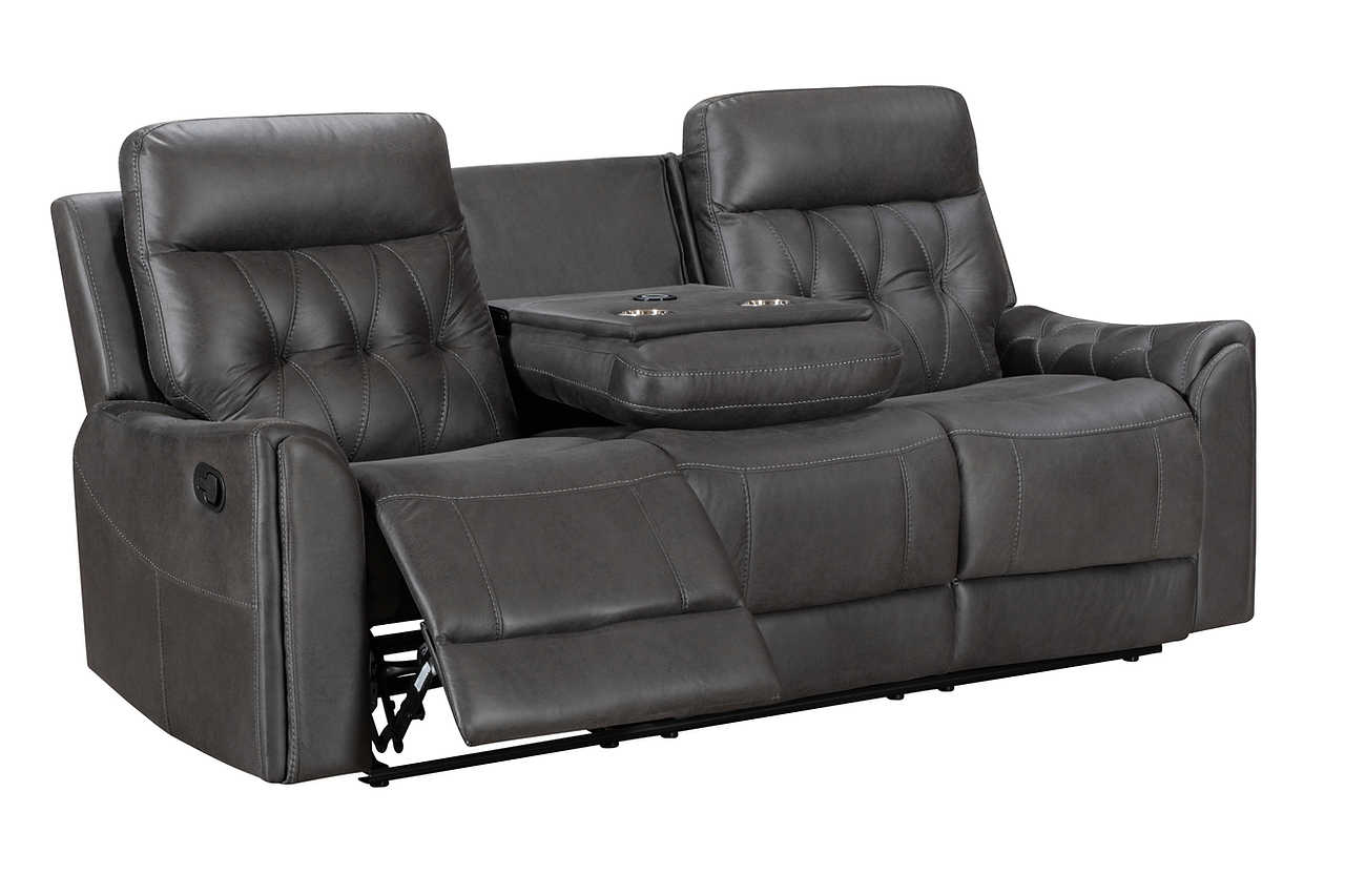 Rocking recliner in grey performance fabric