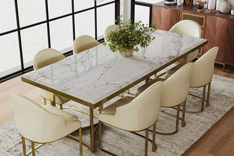 Bura 71-inch white faux marble dining table main view