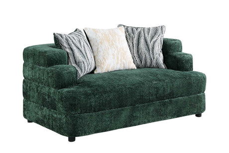 main view of sofa in Stepso Green Boucle set