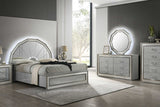 Dubai Metallic Silver LED Panel Bedroom Set side view of bed
