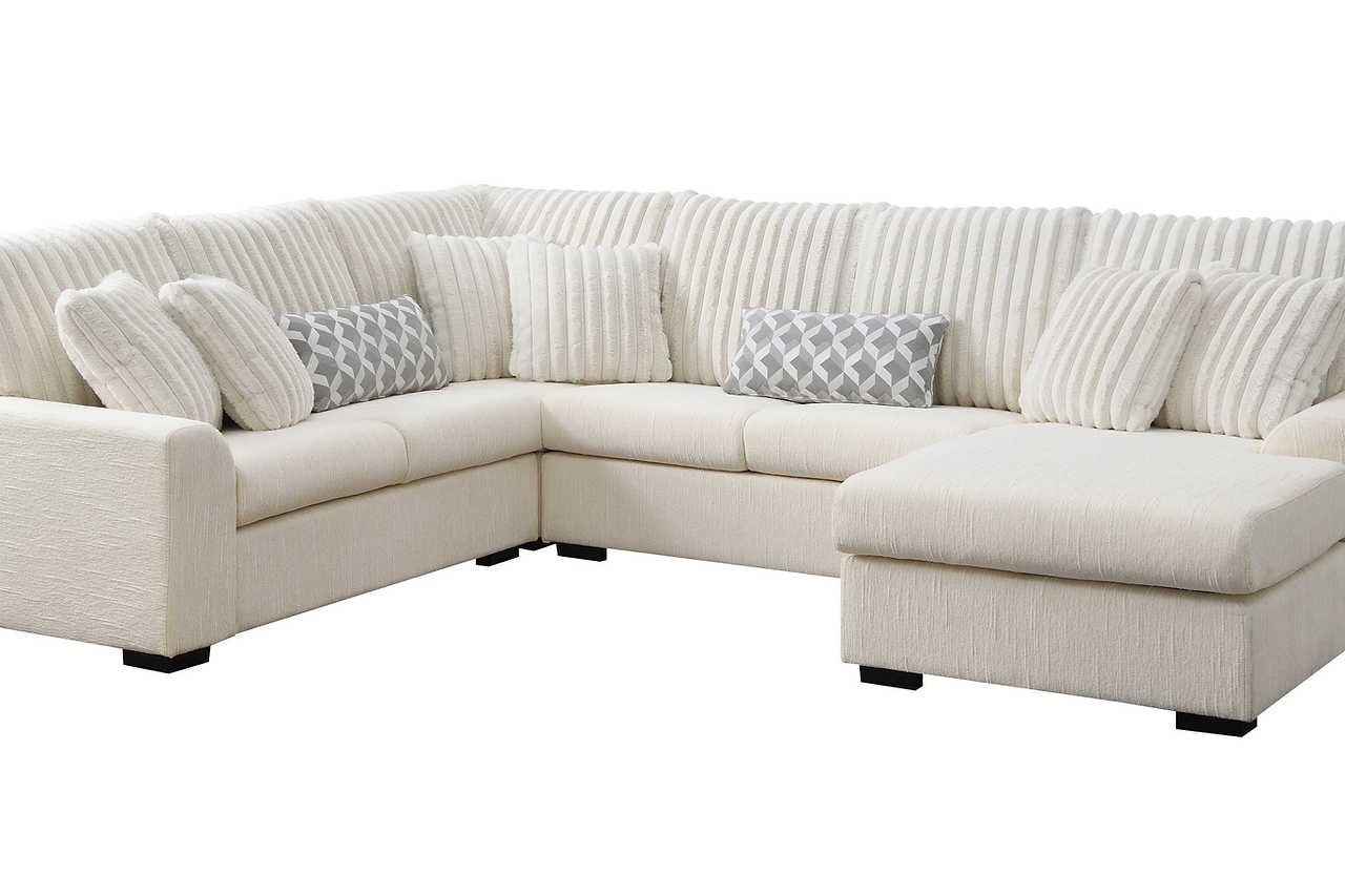 Living room view with Brady Beige Fabric Sectional sofa