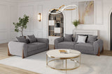 Stylus Pewter Living Room Set side view showing sofa and loveseat