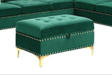 Joy Green Storage Ottoman angled view showing upholstery