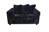 Close-up detail of stripe fabric on Gia Black 2-Piece Living Room Set