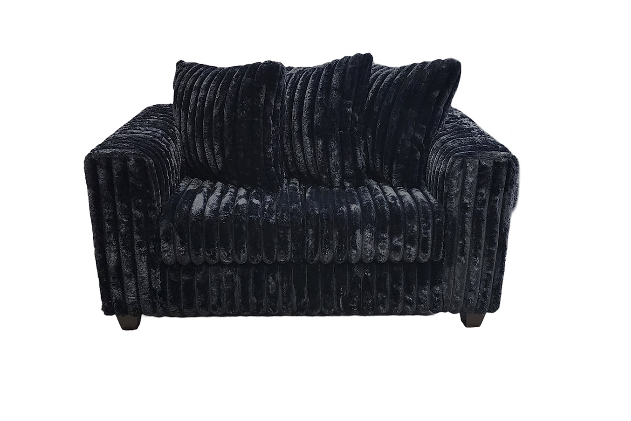 Close-up detail of stripe fabric on Gia Black 2-Piece Living Room Set