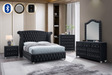 Divina bedroom set black velvet tufted wingback bed front view