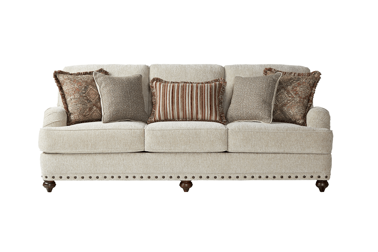 Cycle Hay Beige Upholstered Accent Chair close-up of upholstery and armrest