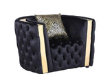 detail view of Roka Black Tufted Reclining Living Room Set furniture