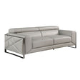 Close-up detail of Giorgio Light Gray Italian Leather Sofa leather texture
