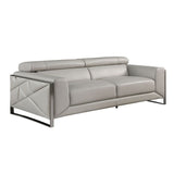 Close-up detail of Giorgio Light Gray Italian Leather Sofa leather texture