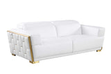 Hexor loveseat in white leather close-up