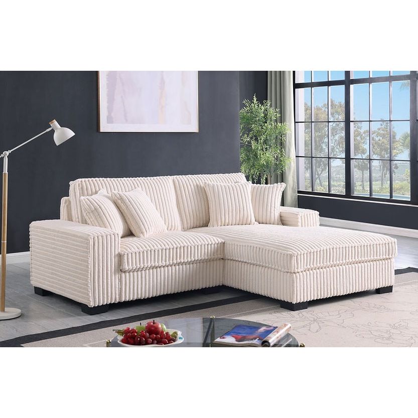 main view of Comfy II Cream Corduroy Fabric Sectional sectional sofa