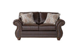 Close-up detail of Ridgeline Brownie polished brown fabric upholstery