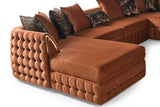 Living room setting featuring Sicilya Rust Orange Sectional Sofa