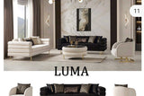 Luma Off White Living Room Set sofa angled side view