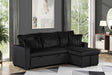 main view of Nori black upholstered sectional sofa with pull-out bed