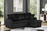 main view of Nori black upholstered sectional sofa with pull-out bed