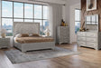 main view of Miramar Gray Panel Bedroom Set bed