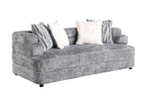 Detail of hi-tech boucle fabric on Stepso charcoal furniture