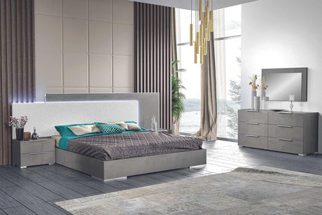 Fabiana Grey Nightstand shown in bedroom setting