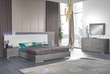 Side view of Fabiana Grey High Gloss Chest highlighting solid wood and marble top